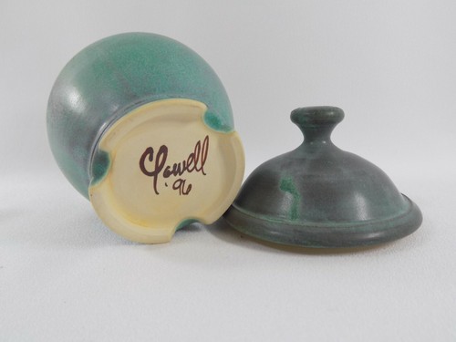Barattolo con coperchio vintage CHRIS POWELL Art Pottery firmato datato 1996 SPEDIZIONE GRATUITA USA! - Foto 3 di 9