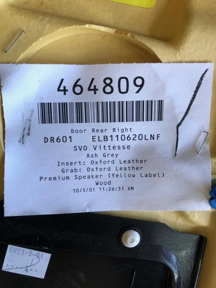 Range Rover P38 1995-2002 OEM Factory Passenger Rear Door Panel Ash Grey Foto 4 de 4