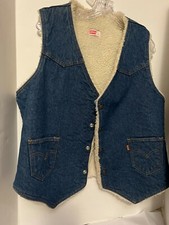 LEVIS VINTAGE 70'S ORANGE TAG SHERPA LINED DENIM COWBOY VEST SIZE LRG