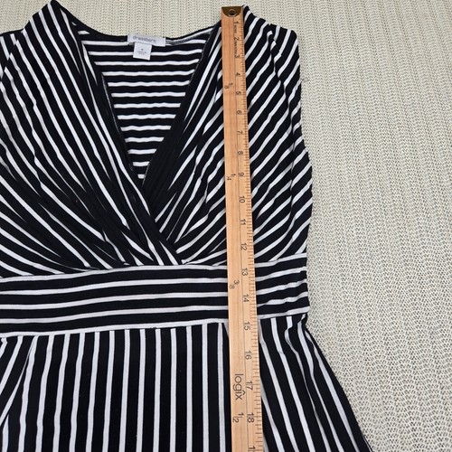 Vintage Dressbarn Sheath Dress Womens Size 6 Black White Striped V Neck USA Made - Picture 7 of 12