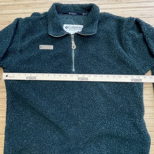 Vintage Columbia Sherpa Fleece Jacket Unisex Large Green 1/4 Zip Pullover - Picture 3 of 10