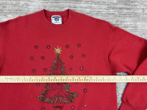 Vintage Lee Sweatershirt Mens Medium Red Made In USA Christmas Hand Painted - Bild 5 von 16