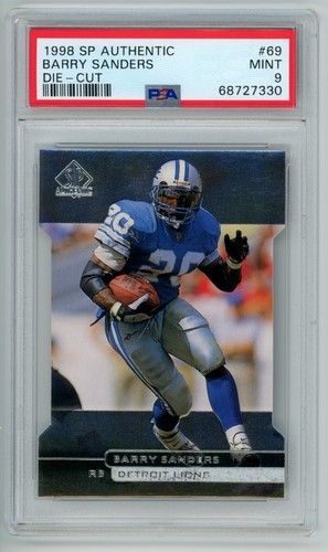 1998 SP Authentic Die-Cut /500 #69 Barry Sanders PSA 9 Mint Lions HOF - Picture 1 of 2