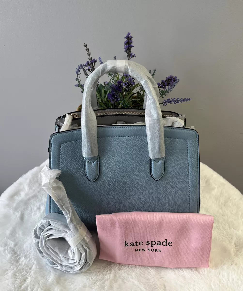 NWT Kate Spade Knott Medium Leather Satchel Bag Teacup Blue $348