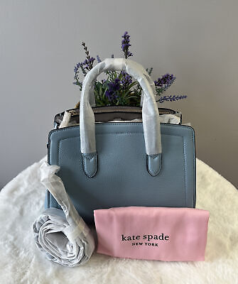 ★kate spade★ KNOTT ミディアム 2WAY ハンドバッグ NWT Kate Spade Knott Medium Leather Satchel Bag Teacup Blue