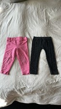 Lot Of 2 Girls Jeggings Leggings, Black And Pink, Size 24 Month
