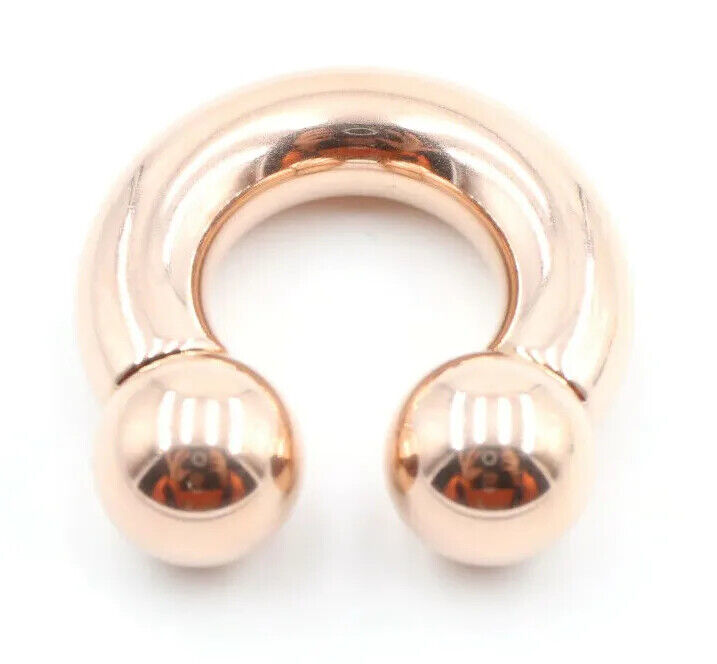 12g - 00g ROSE GOLD Heavy Gauge Horseshoe Ring Bar Ear Weight CBB Prince Albert - Picture 6 of 6