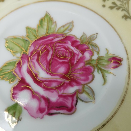 Royal Halsey LM 3 Footed Tea Cup Saucer Rose Gold Rim Lusterware Vintage 1950s - Picture 4 of 11