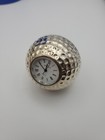 Sharp Quartz Silver/Gold Plated Golf Ball Desk Top Paper Weight Clock Untested