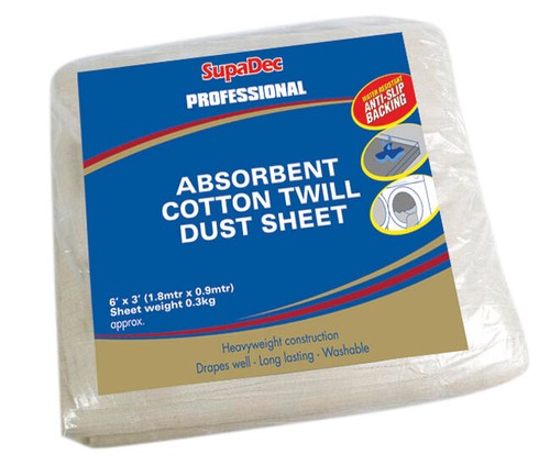 Absorbent Cotton Twill Dust Sheet, 6 X 3 Water Resistant, By Supadec New - Bild 2 von 3