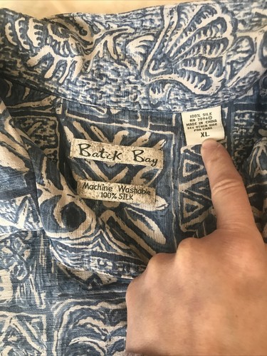 Washable Silk Shirt Batik Bay Men's Hawaiian Aloha Button Up Large Short Sleeve - Picture 4 of 4