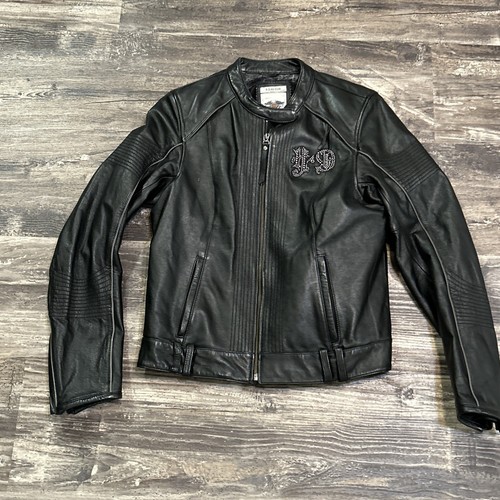 Harley Davidson Ladies M Leather With Bling Jacket Genuine Harley Jacket MINT - Picture 1 of 11