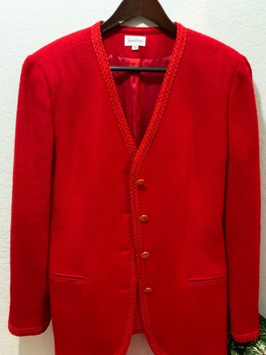 Gonna Neiman Marcus vintage rossa 100% lana tuta donna taglia 10 - Foto 7 di 12