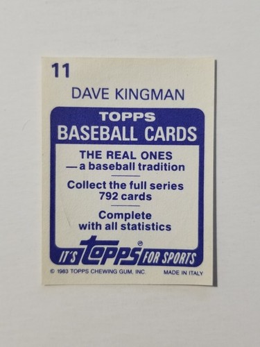 DAVE KINGMAN 1983 TOPPS BASEBALL STICKER #11 NEW YORK METS - Picture 2 of 2