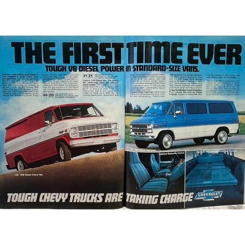 Chevy Diesel Vans Vintage Print Ad 2 Page 80s Chevrolet Beauville Tough Trucks - Picture 6 of 6