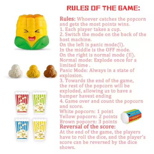 Popcorn Bounce Board Game, Flying Bouncing Popcorn Game Set Family Board Games - Picture 6 of 10