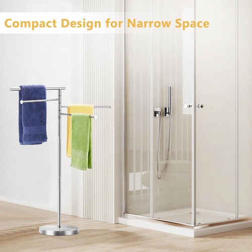 Freestanding Towel Rack, 40 Inch Tall Standing Towel Racks for Bathroom - Picture 6 of 7