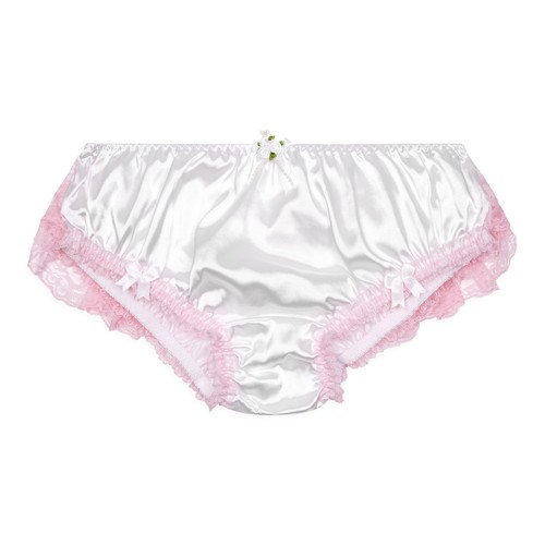Satini Frilly Sissy Soft Lace Knickers Briefs Satin Panties Sizes S to XXL - Picture 14 of 35
