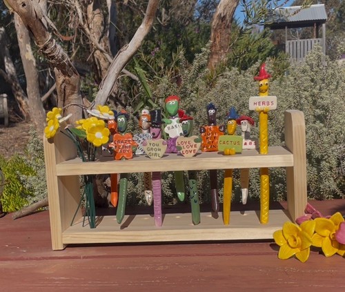 Unique Ceramic Handmade Worm, Garden, "Cactus" Plant Marker. Made In SA. - Picture 3 of 3