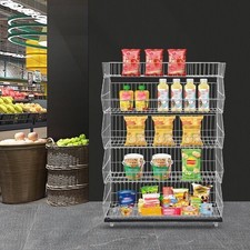 5 Tier Wire Grid Retail Display Shelf Merchandise Display Rack Stand w/4 Pulleys