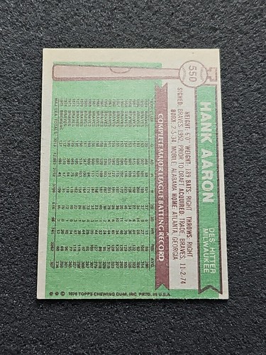 1976 Topps Hank Aaron #550 Baseball Card - Picture 3 of 3