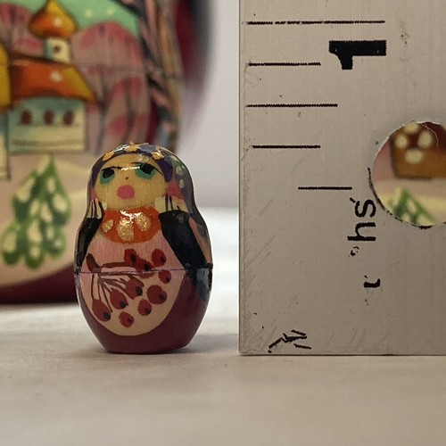 Vintage Winter russische handbemalte Matroschka 10 Stück verschachtelte Puppe 7 Zoll - Bild 3 von 13