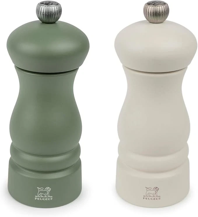 Peugeot Duo Clermont Salt and Pepper Grinder Set 13 cm Fern Green Feather White