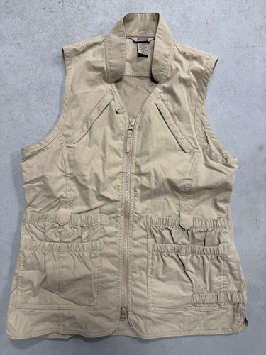 Chaleco de trabajo de pesca de viaje utilitario Duluth Trading Co para hombre pequeño beige bolsillos C19 - Imagen 1 de 11