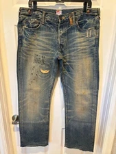 VERY RARE! NWOT $879 PRPS JAPAN P45P35X COEXIST BARRACUDA JEANS 34 W36X31L UNHEM