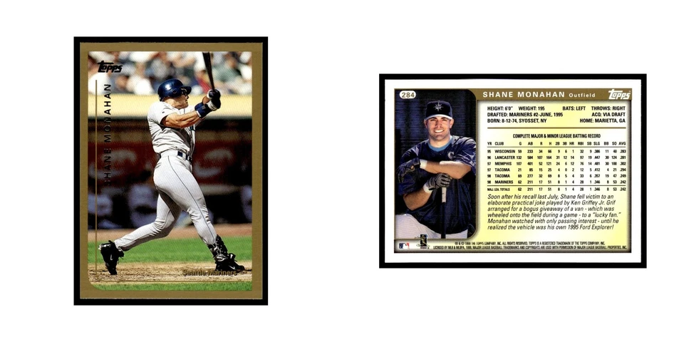 Shane Monahan 1999 Topps #284 Seattle Mariners Baseball Card NM - Image 3 of 3