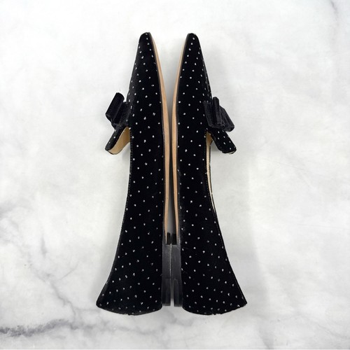 NEW Jimmy Choo Gala Glitter Velvet Bow Pointed Toe Loafer Flat Shoes Black 38 - Picture 4 of 8