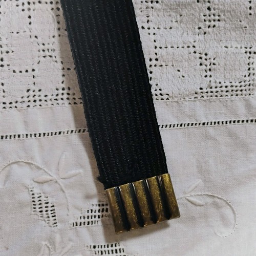 Cinturón de cuerda trenzada vintage de los 80 Leather Shop 26” elástico dorado leopardo raíz de safari - Imagen 8 de 14