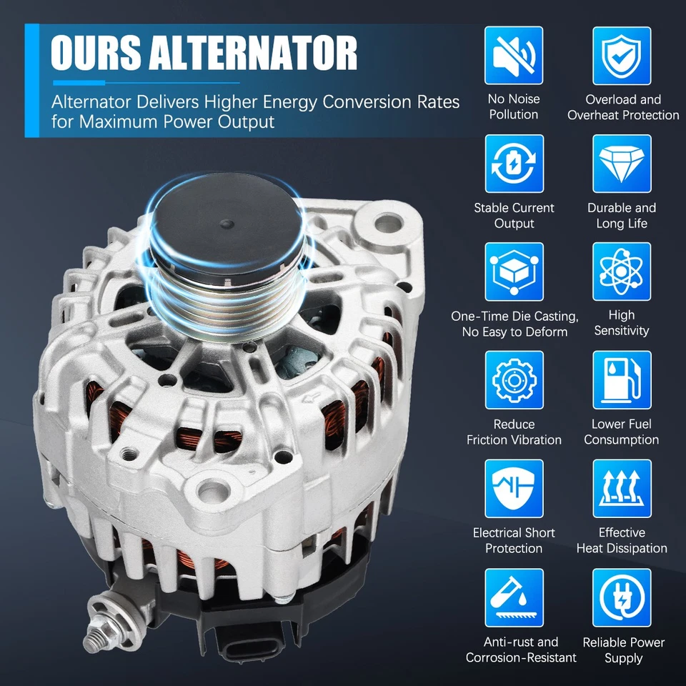 OEM Alternator for 2007 2008 2009 2011 2012 2013 Nissan Altima Sentra Rogue 2.5L - Imagem 2 de 4