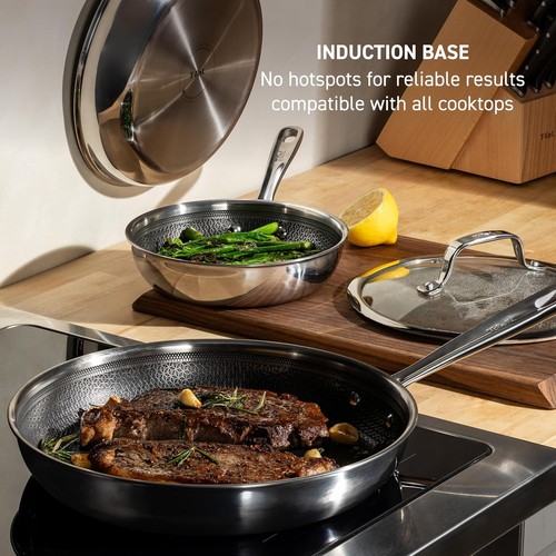 T-Fal HybridMesh dreilagiges Edelstahl 3-teiliges Kochgeschirr 3-teiliges Set, silber - Bild 6 von 7