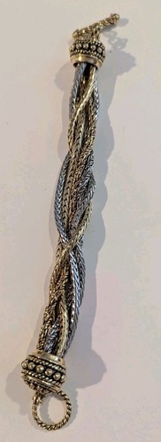 Vintage 90er Knebelarmband silber & goldfarben schwer gedreht Serpentin Gliederschmuck - Bild 4 von 14