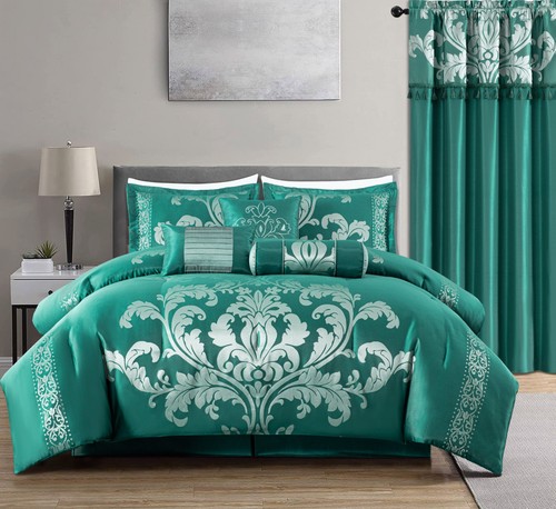 Chezmoi Collection Royale 7-Piece Bedding Set Jacquard Floral Comforter Set - Picture 18 of 23