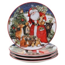 Certified International Magic of Christmas Santa 11" Dinner Plates, Multicolo...