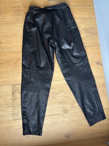 Lederhose Damen Gr. 34 XS Schwarz Vintage Echt Leder Karotten Hose 1980er Mode - Bild 2 von 22