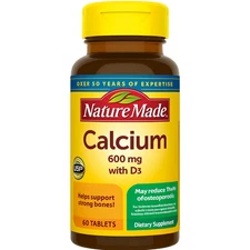 Nature Made Calcium 600mg with D3 60 Tablets Exp 09/2027 New