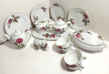 VINTAGE 16pc GOLD TRIM CHILD'S PORCELAIN PLAY DISH TEA SET JAPAN, FREE SHIPPING