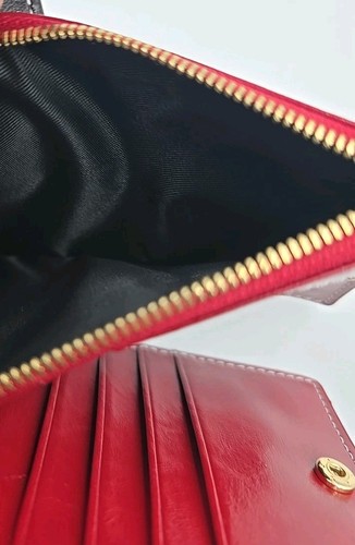 AnDoilt Long Card Wallet Red Leather Over 15 Card Slots 2 Zippers & Snap NWOT - Picture 15 of 16