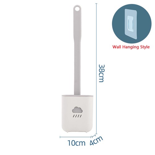 Silicone Toilet Brush with Toilet Brush Holder Wall-Mounted Cleaning Brush Set - Picture 14 of 14