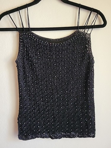 Damen Y2K Perlen Häkel Micro Träger Top Rave Grunge Cyberpunk Whimsigoth S
