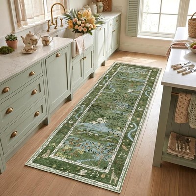 2x6 Hallway Runner Rug Non Slip Forest Nursery Runners Washable Stain Resista...