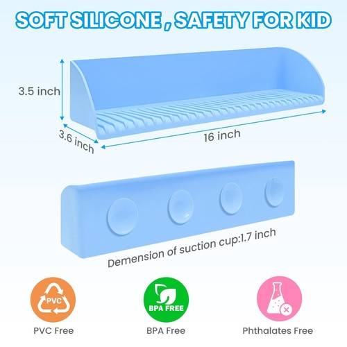 Bathtub Splash Guard for Tub, Silicone Water Splash Guard with Suction Cups,T... - Picture 2 of 6