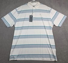 New Callaway Opti Dry Golf Polo Shirt Men's XL White Blue Teal Striped 3 Button