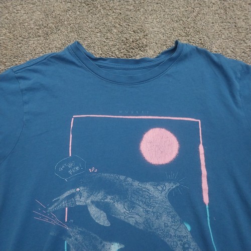 Hurley Damen blau Delphin Grafik Kurzarm T-Shirt Größe Large L