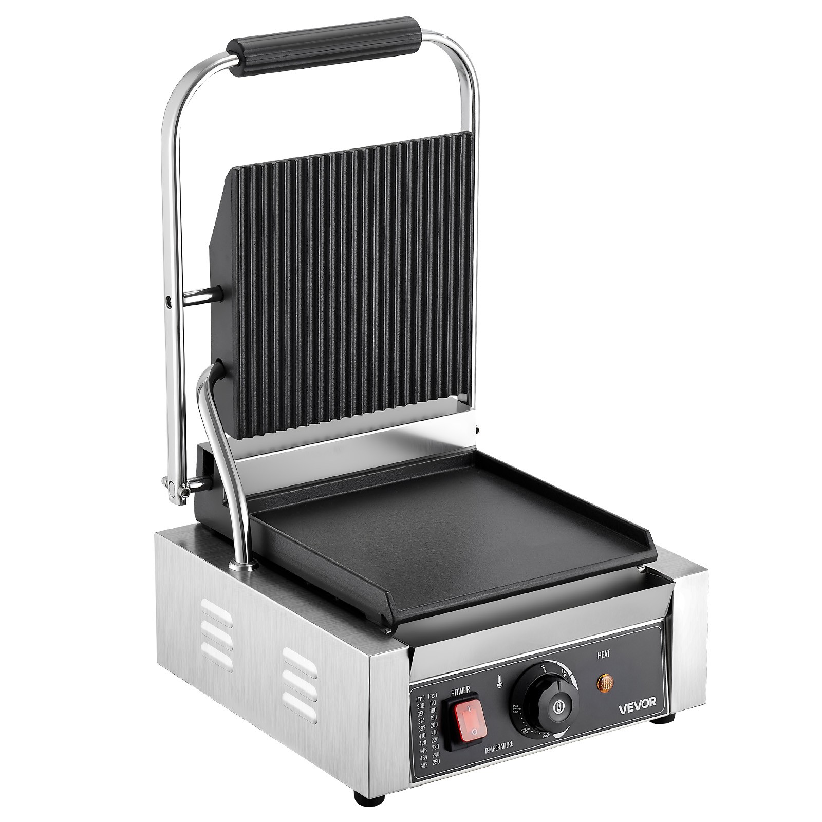 VEVOR  9x9in Commercial Panini Press Grill Electric Sandwich Maker Griddle Plate