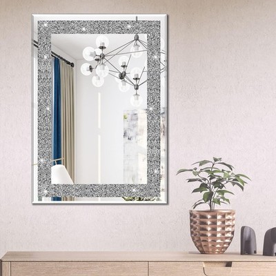 Wall Mirror Rectangular Crystal Crush Diamond Mirror Home Decoration Accent
