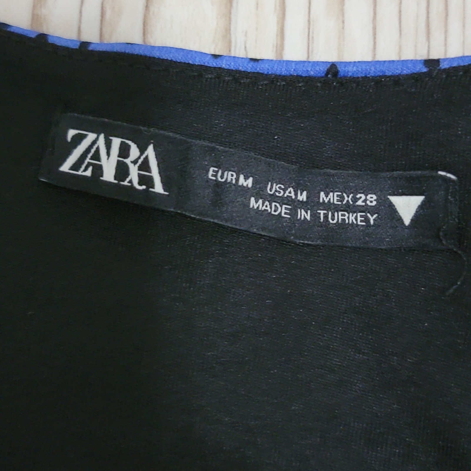 Zara Blue And Black Satin Polka Dot Crop Top Medium Contemporary Modern Urban image 5